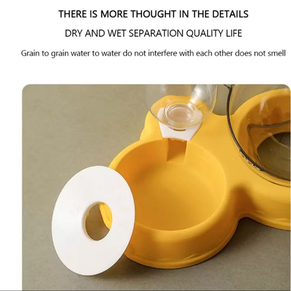 Dog cat pet food water bowl 3 in 1 set feeder automatic water bottle Bear - Picture 6 of 13